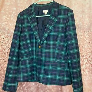 J Crew Green Plaid Blazer! Sz 14